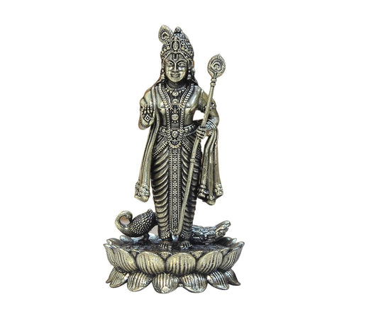 Superfine Brass Standing Lord Kartikeya Murugan Murti (Height: 3 Inch)
