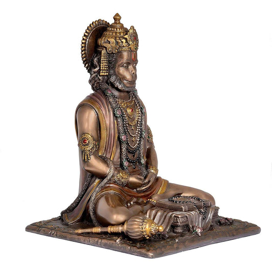 Resin Hand Carved Meditating God Hanuman Idol (Height 8 - inch)