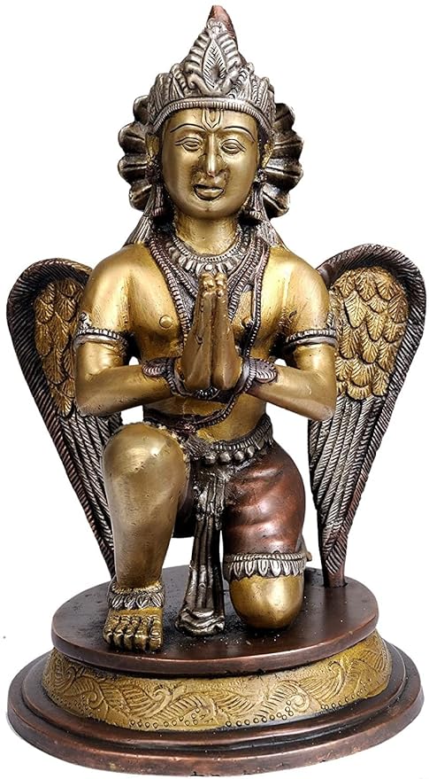 Brass Garuda Dev Statue (Height 9 Inches)