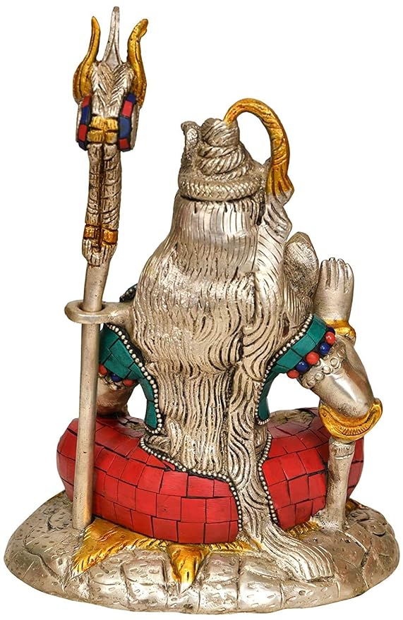 Brass Lord Shiva Granting Abhaya, Height: 7.4" Entryway Setting