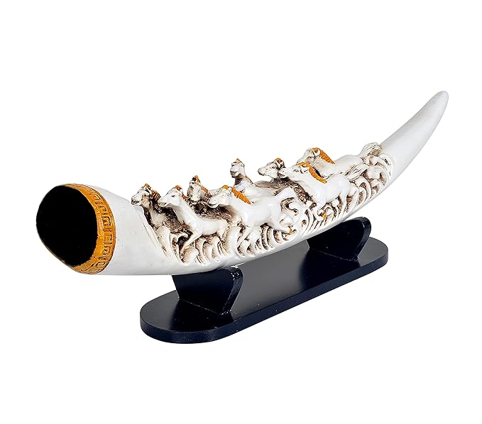Resin Seven Running Horse in Tusk Showpiece (Width: 16.5 inch)
