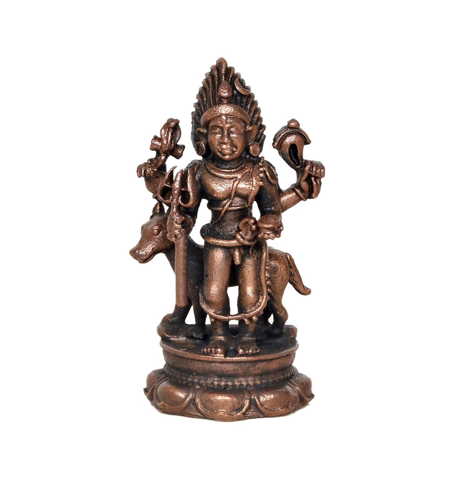Copper Shree Kal Bhairav Idol (Height: 2.5 Inch) Craft Detail