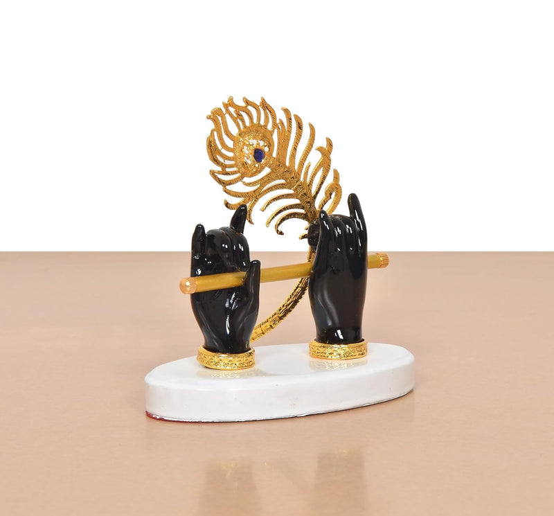 Resin Black Krishna Ji Hands with Flute Figurine (Height: 4 Inch)