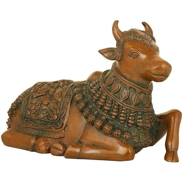 Brass Nandi-The Vehical of Lord Shiva, Height: 6 Inch Mandir Setting