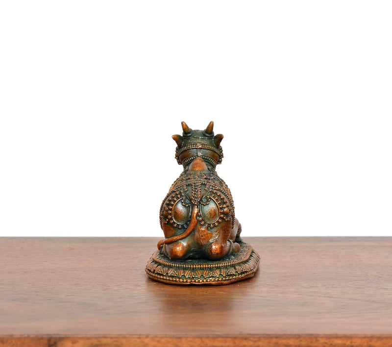 Bronze Shiva Seated Nandi Statue (Height: 2 Inch)