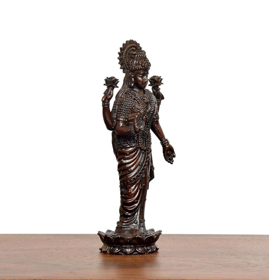 Superfine Brass Lakshmi Standing Idol (Height: 5 Inch)