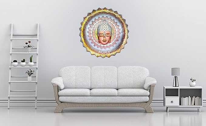 Iron Buddha Wall Decor with LED Light (Height:32 Inches)