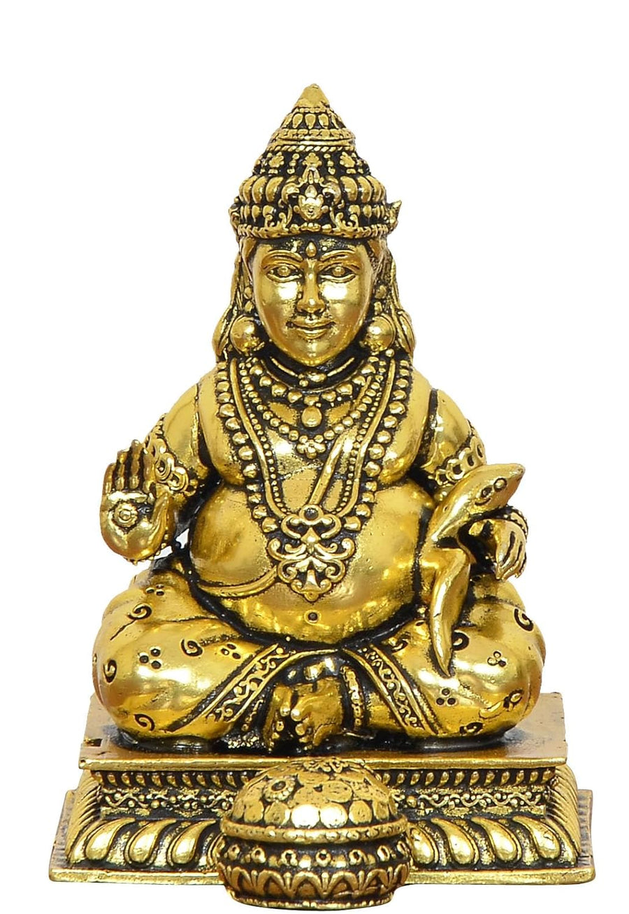 Superfine Brass Kuber Idol Statue golden (Height 3 Inch) Craft Detail
