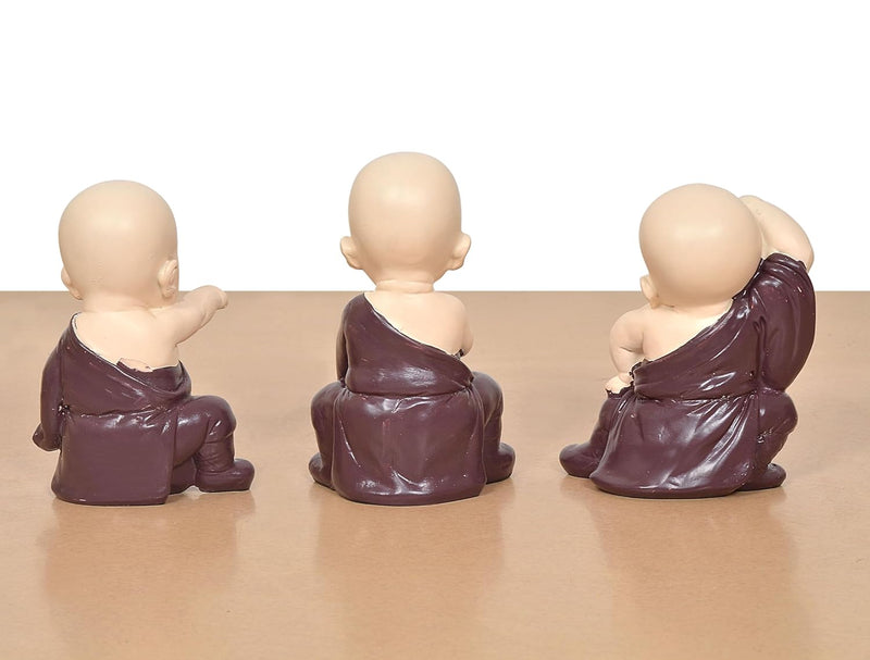 Resin Little Kungfu Buddha Monk Sculpture (Height 5 Inch) (Purple)