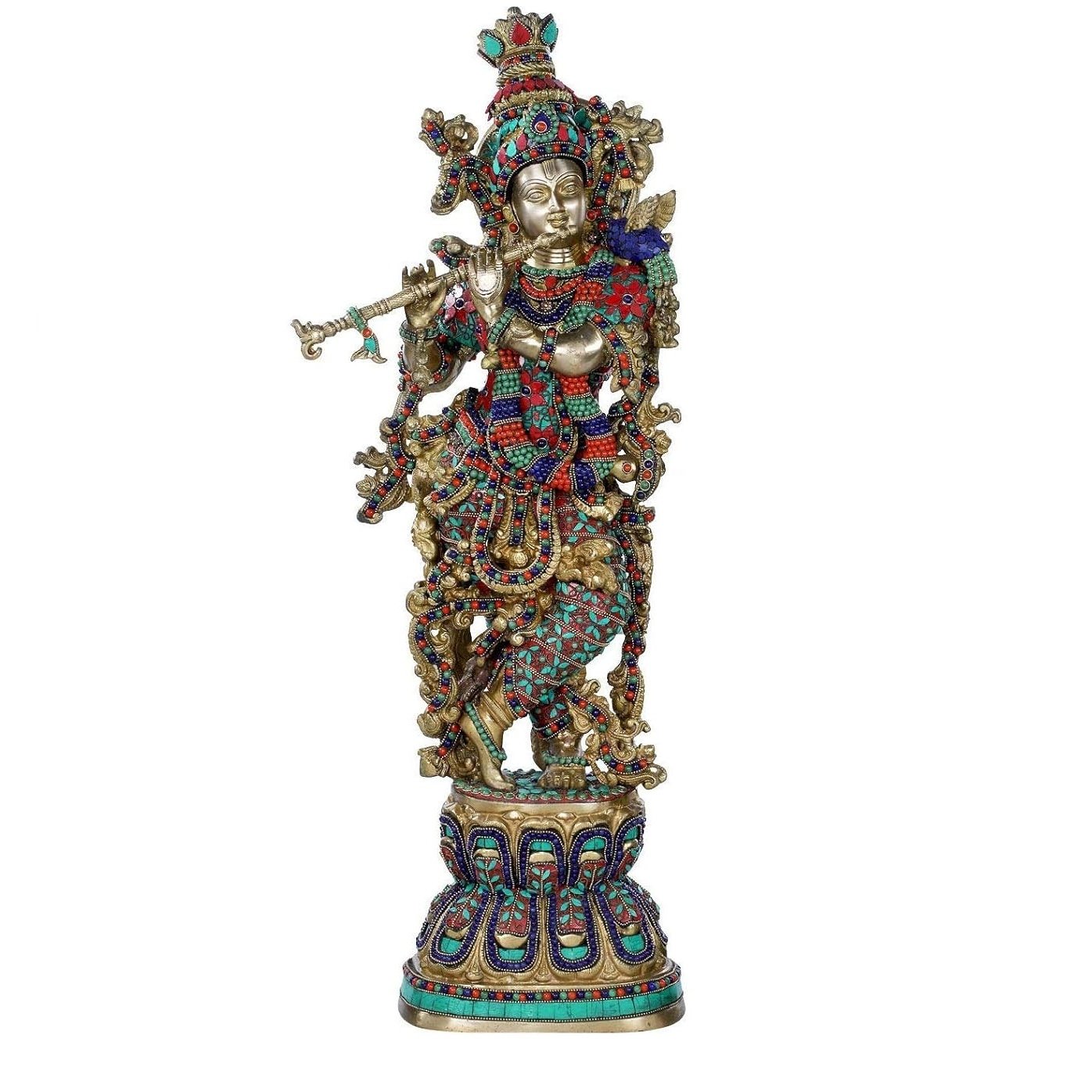 Brass Krishna Sculpture (Height 29")