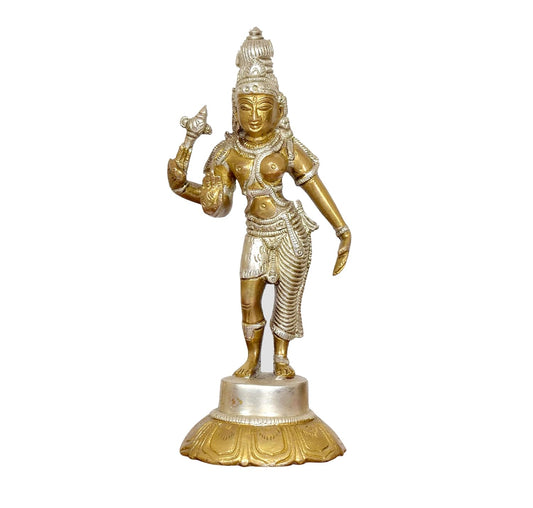 Brass Shiva and Parvati (Ardhanarishvara) Ardhanrishvara Murti Religious Statue for Home Temple Decor (Height : 6 inch) (Multicolor)