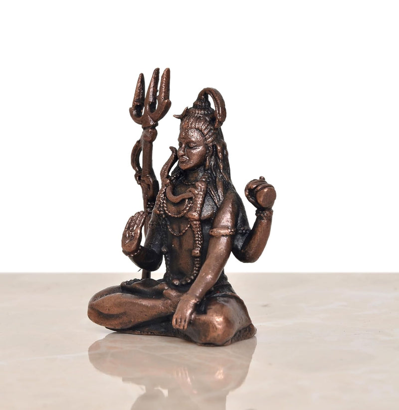 Copper Lord Shiva Sculpture for home mandir (Height : 2 Inch)