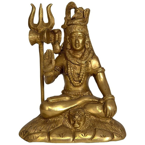 Brass Bhagwan Shiva Statue Idol Murti, Height : 5.8 inch Mandir Setting