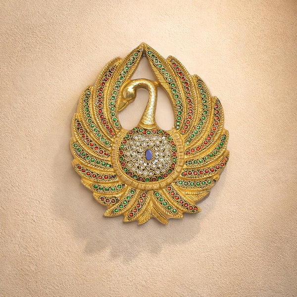 Brass Decorative Peacock Wall Hanging – Elegant Showpiece for Home Décor, Office & Gifting (Height :9 Inches) Entryway Setting
