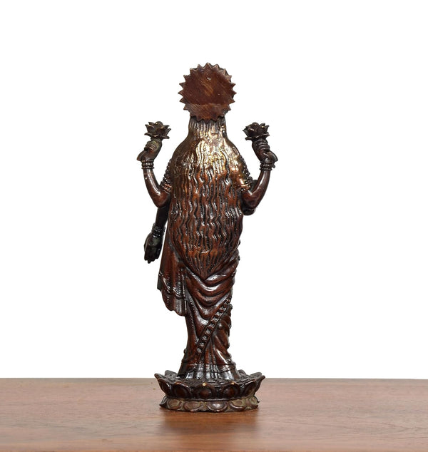 Superfine Brass Lakshmi Standing Idol (Height: 5 Inch) Study Setting