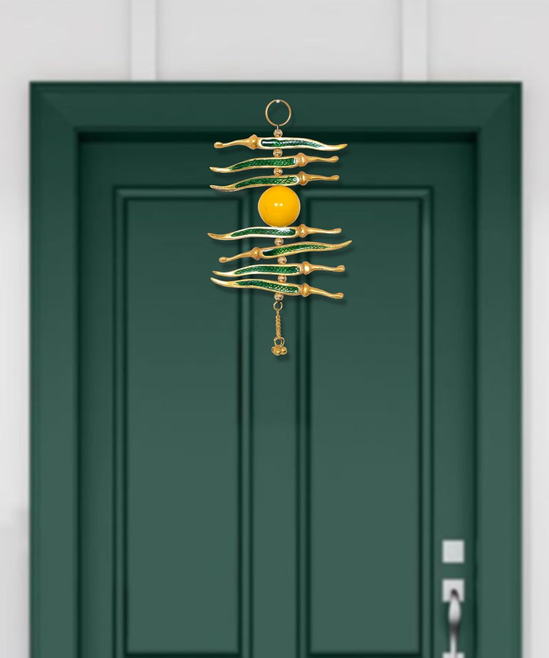 White Metal Nimbu Mirchi Nazar Battu Evil Eye Protector Hanging (Height 8 Inch)