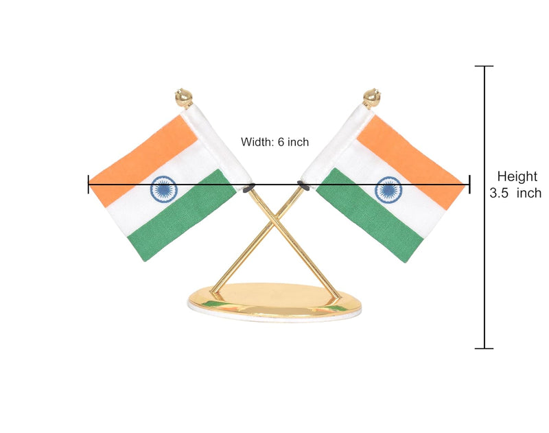 Metal Indian Flag for Car Dashboard (Height: 3.5 inch)