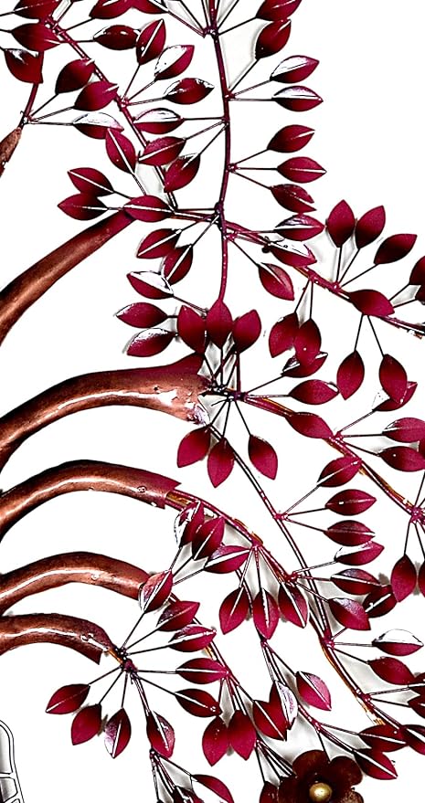 Iron Pink Spring Tree Wall Art with LED lights (Height: 35 Inches)