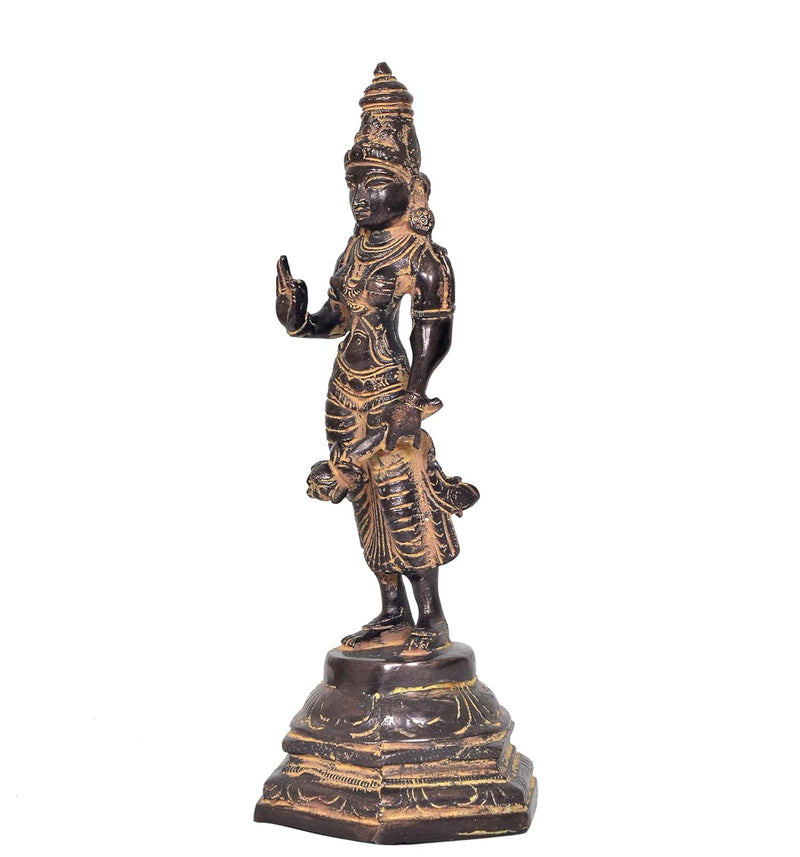 Brass Devi Uma Parvati antique Statue (Height: 11 Inch)