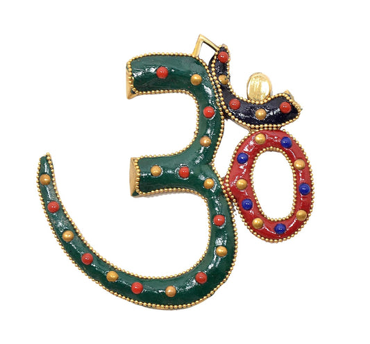 Brass OM Wall Hanging Sculpture (Height: 5 Inch) (Multicolor 2)
