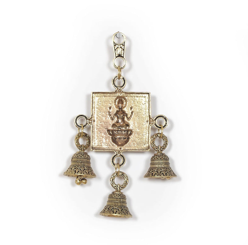Bronze Lakshmi Wall Hanging with Bells (Height: 6.5 Inch)