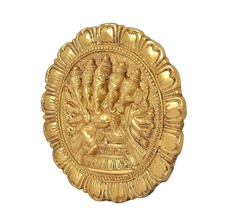 Brass Panchmukhi Ganesha Wall Hanging (Height 11 Inch)