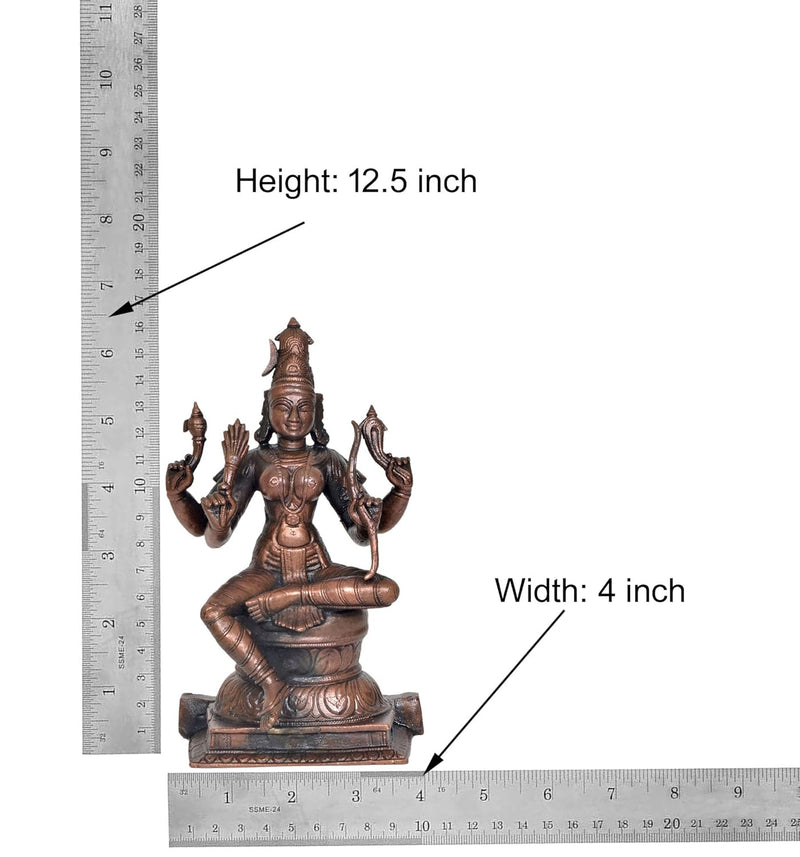 Copper Goddess Rajarajeshvari, Tripura Sundari, Lalita Devi, Idol(Height : 6.5 inch)
