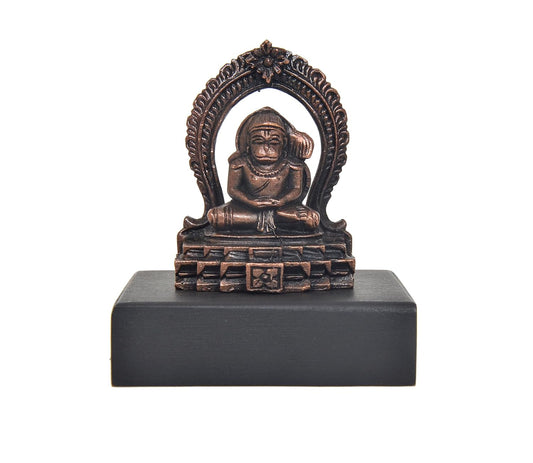 Copper Siting Hanuman Idol Dhyan Mudra Meditation (Height:2 Inch)