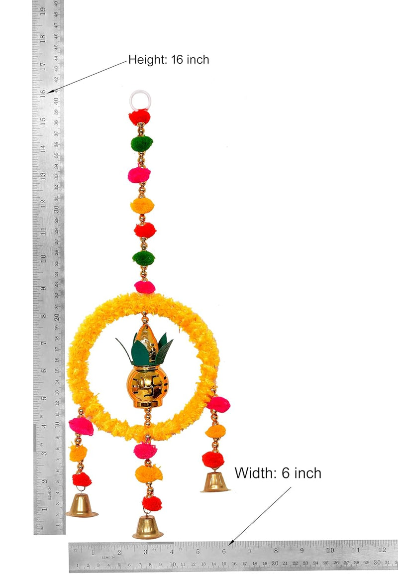 Kalash for Door Entrance with Bells Door Hangings Pair for Home Decor Diwali Decor Diwali Home Decoration Door Hangings for Entrace Door (Height: 16 Inch)