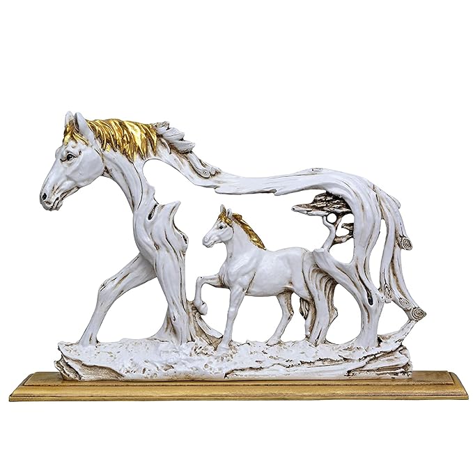 Polyresin White Horse in Horse Showpiece (Height: 8 Inches)