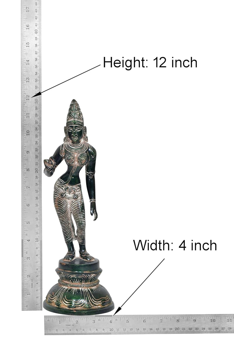 Brass Devi Uma Parvati Statue Hindu Goddess Parvati Idol for Home Temple Spiritual Decor and Religious Gifts (Height: 12 Inch) (Multicolor 1)