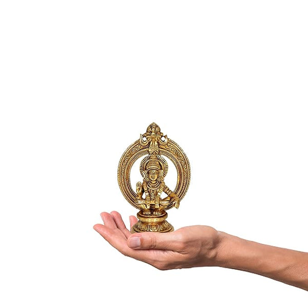 Brass Lord Ayyappan Idol (Height: 5 inches) Study Setting