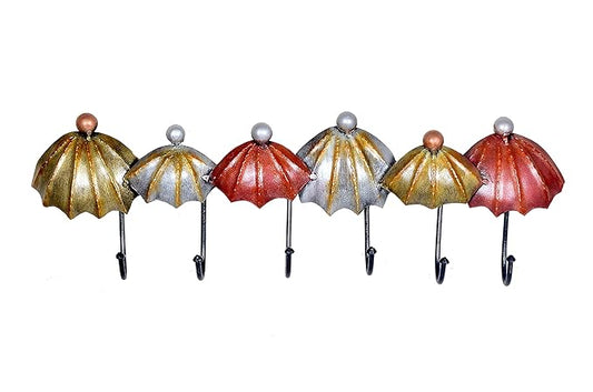Iron Umbrella Key Holder Wall Hanging (Height: 8 Inches)