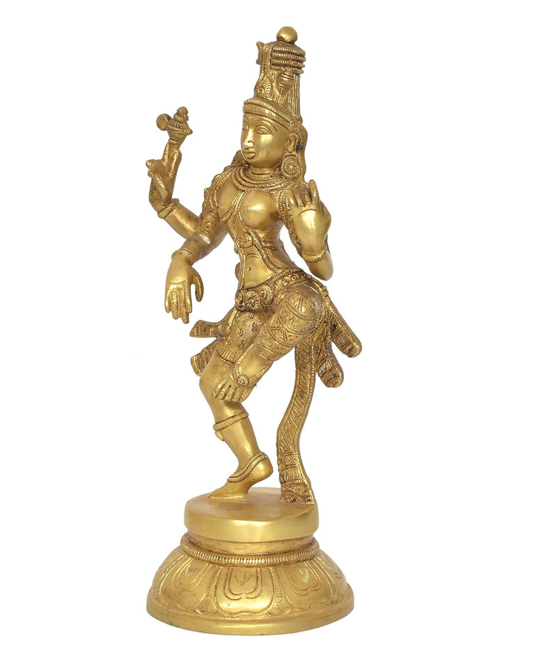 Brass Shiva and Parvati Ardhanrishvara Murti Religious Statue for Home Temple Decor (Height :12 inch)