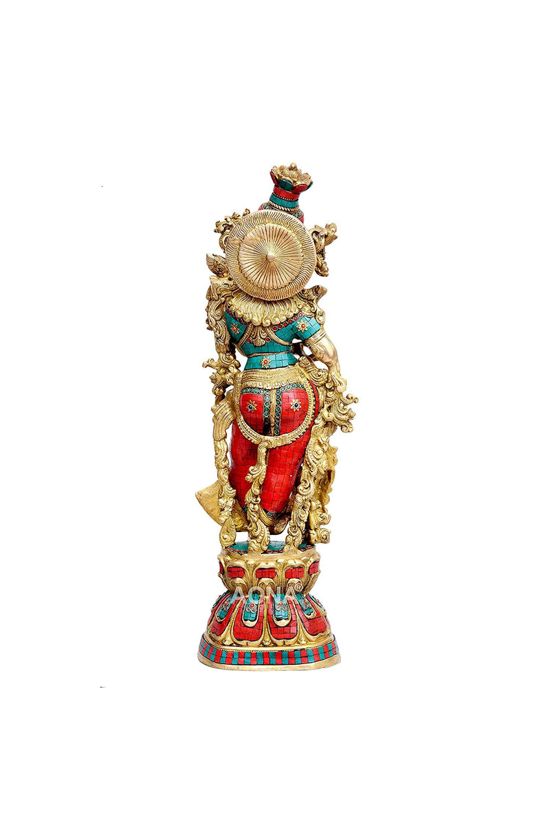 Brass Pair of Radha Krishna (29 inches)