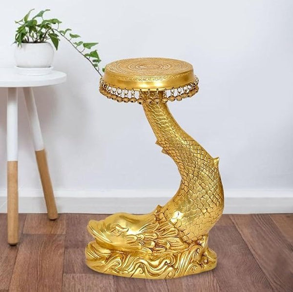 Brass Fish Design Home Decor Table (Height: 20 Inch) Mandir Setting