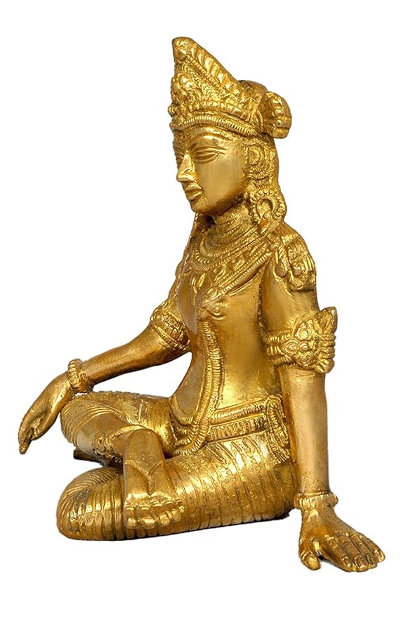 Brass Indra Dev Brass Statue Sitting Height 5.75 Inches Study Setting