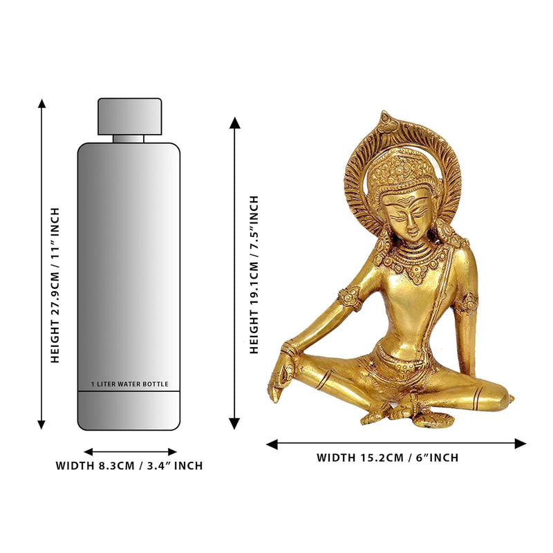 Sitting God Indra Dev Brass Statue Height : 7.5 inches