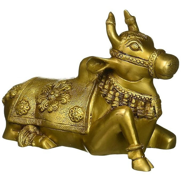 Brass Nandi-The Gana of Lord Shiva, Height: 7 Inch Mandir Setting