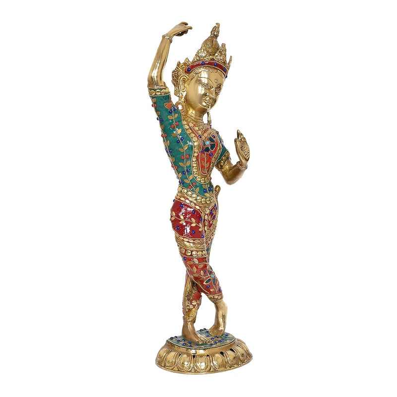 Brass Standing Dancing Tara Devi Statue (Height 20 Inch)