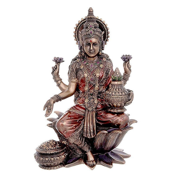 Cold Cast Resin Bronze Finish Goddess Laxmi Murti (Height: 7 Inch) Mandir Setting
