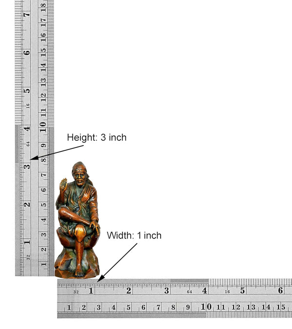 Superfine Brass Shirdi Sai Baba Statue (Height: 3 Inch) Study Setting