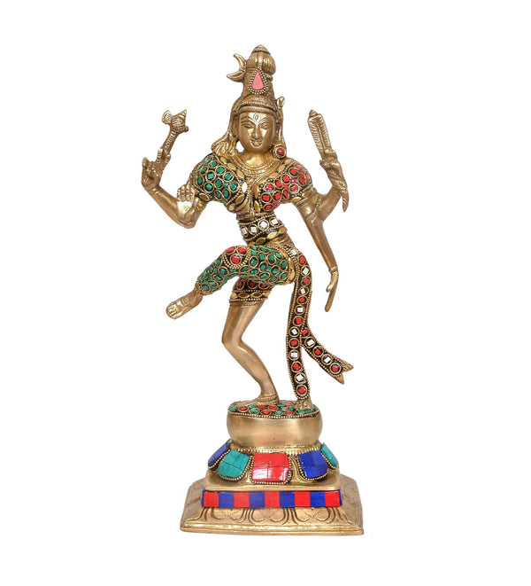 Brass Ardhanrishvara Shiva and Parvati Murti Religious Statue for Home Temple Decor Office Mandir (Height: 12 Inches) Entryway Setting