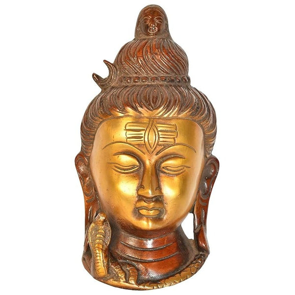 Brass Lord Shiva Wall Hanging Mask, Height: 5.9" Mandir Setting