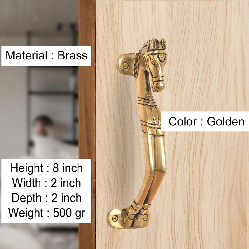 Brass Horse Head Door Handle (Pack of 1) (Height : 8 inch)