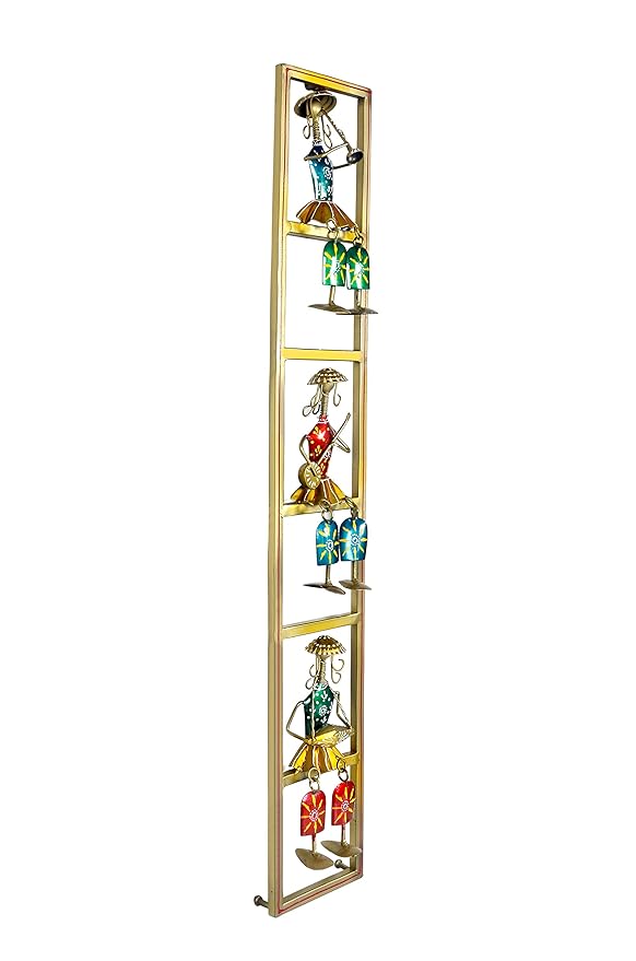 Iron Long Musician Dolls Wall Frame Hanging (Height: 35 Inches)