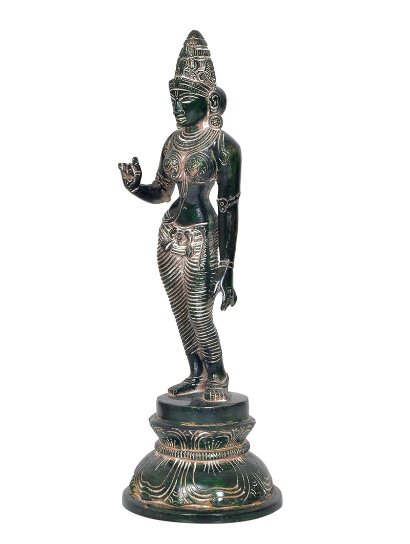 Brass Devi Uma Parvati Statue Hindu Goddess Parvati Idol for Home Temple Spiritual Decor and Religious Gifts (Height: 12 Inch) (Multicolor 1)