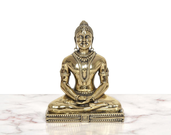 Superfine Brass Mahavir Jain Idol (Height: 5 Inch) Entryway Setting