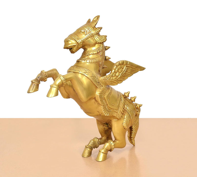 Brass Flying Horse with Wings – Majestic Decorative Showpiece (Height: 12 Inch)