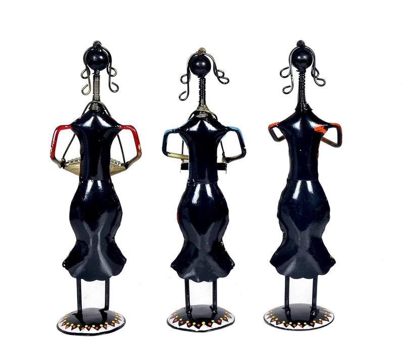 Iron Musician Lady Set of 3 Decorative Showpiece (Height: 12 Inches)